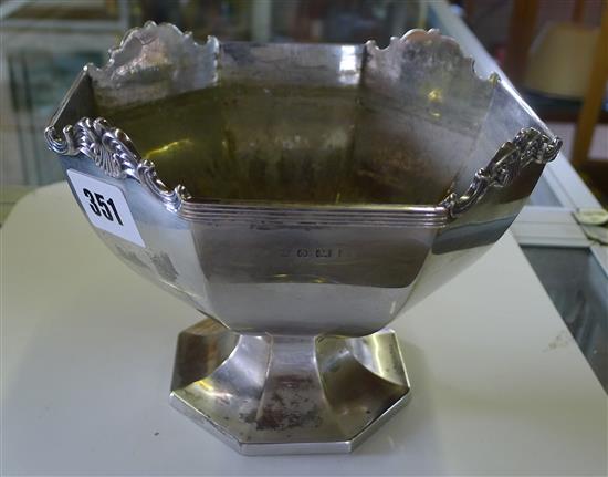 Silver octagonal rose bowl